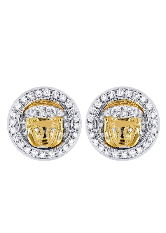 Diamond Earrings For Men |  14K Yellow Gold  | 0.84 Carats