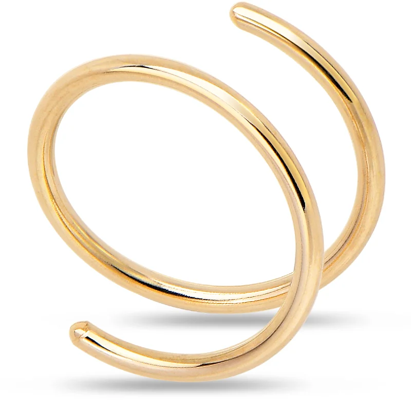 Double Hoop Nose 14k Yellow Gold Filled Spiral Nose Ring (Select Your Size)