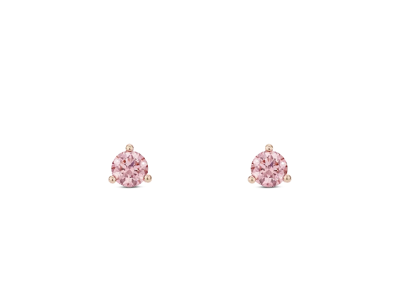 Lab-Grown Diamond ¼ct. tw. Mini Round Brilliant Solitaire Studs | Pink