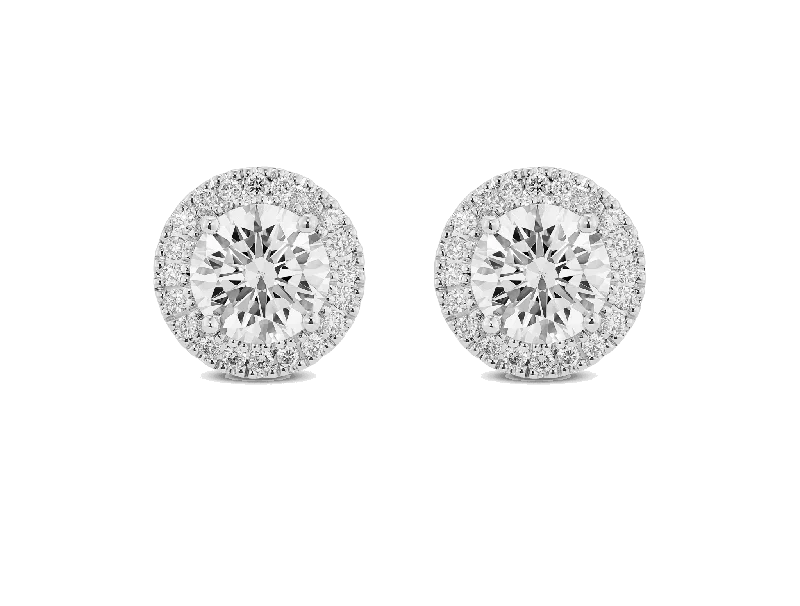 Lab-Grown Diamond 2ct. tw. Halo 14k Gold Earrings | White