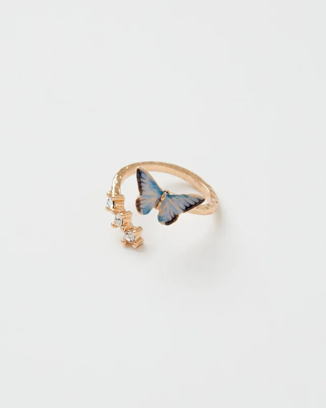 Enamel Blue Butterfly Ring