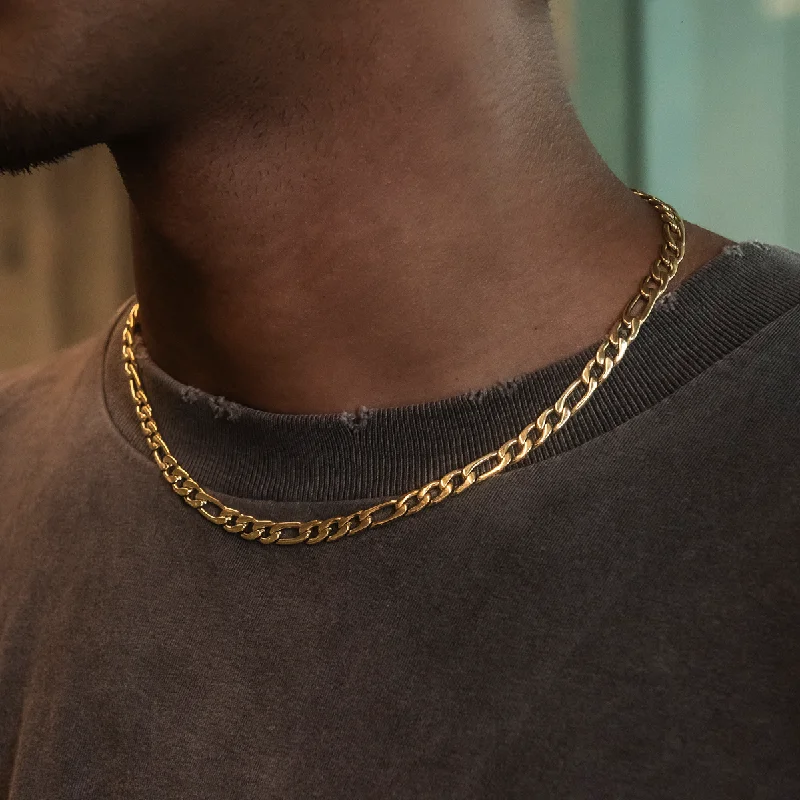 Figaro Chain in Yellow Gold- 6mm