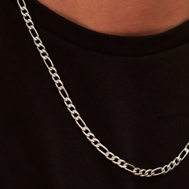 Figaro Link Chain in White Gold - 4mm