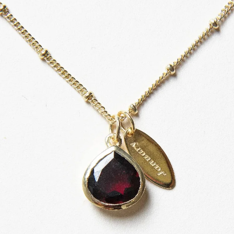 January Garnet Birthstone Necklace