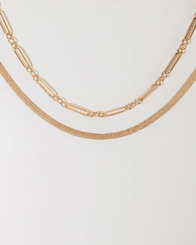 Gold Snake And Long Chain Necklace