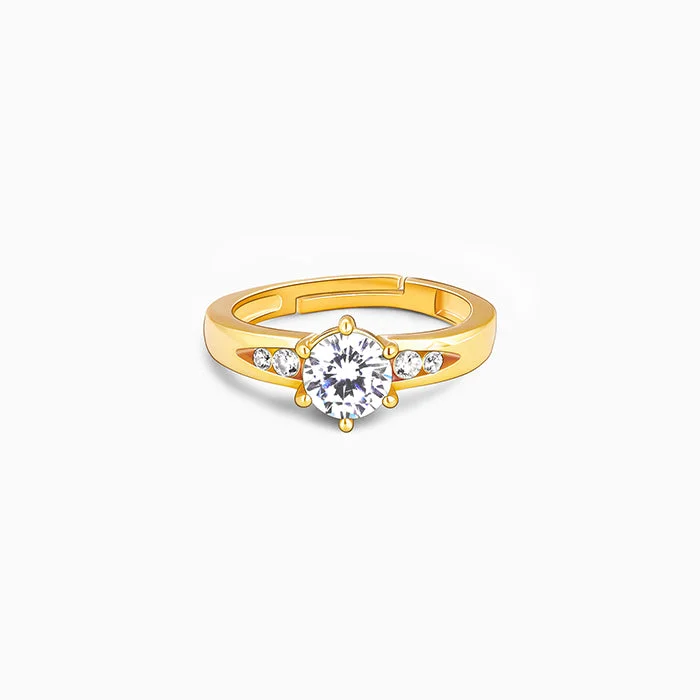 Golden Sparkling Solitaire Ring