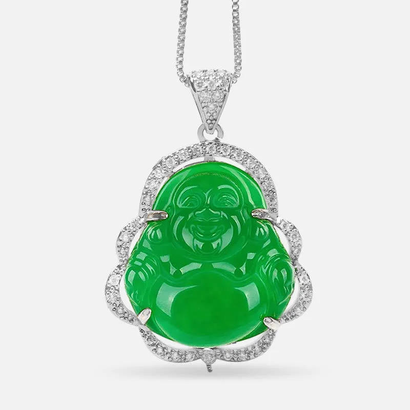 A-Laughing Buddha-Silver/Green