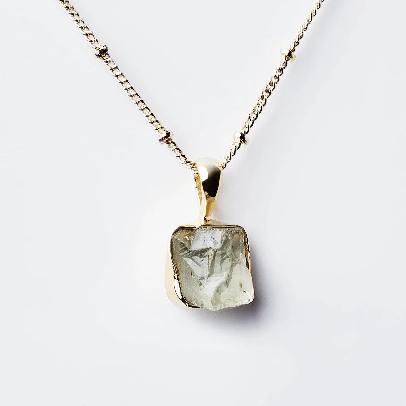 Genuine Green Amethyst Raw Crystal Necklace