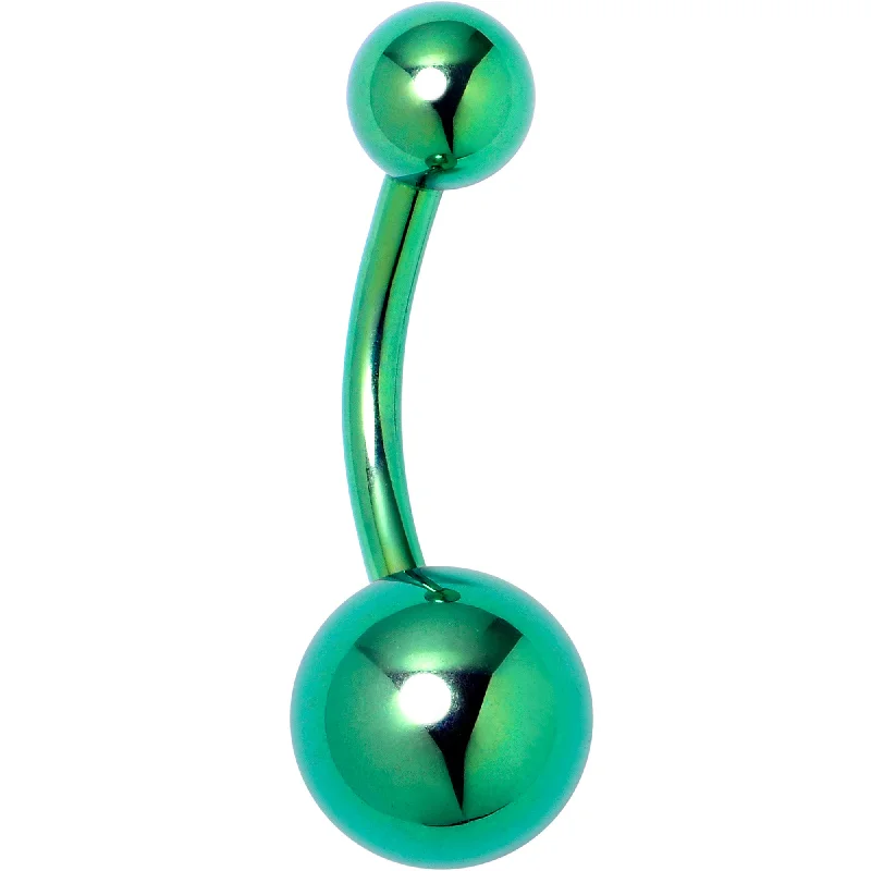 Green ASTM F-136 Implant Grade Titanium Internally Threaded Belly Ring