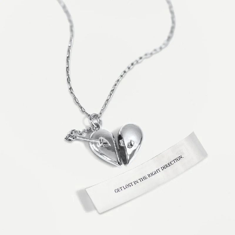 Heart + Arrow Locket - Silver