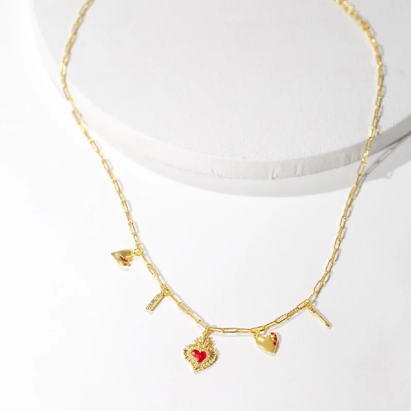 Heart Phases Charm Necklace - Gold