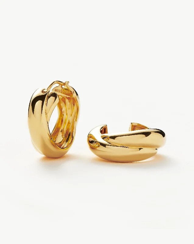 Lucy Williams Chunky Medium Entwine Hoop Earrings | 18k Gold Plated