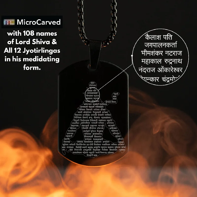 Mahadev Jyotirling MicroCarved Tag Necklace