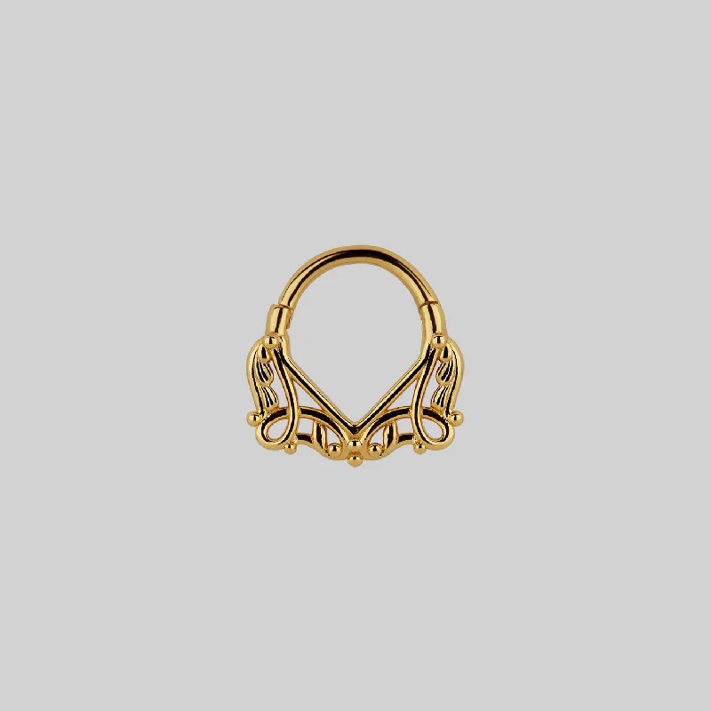 MAIDEN. Lace Septum Clicker Ring - Gold