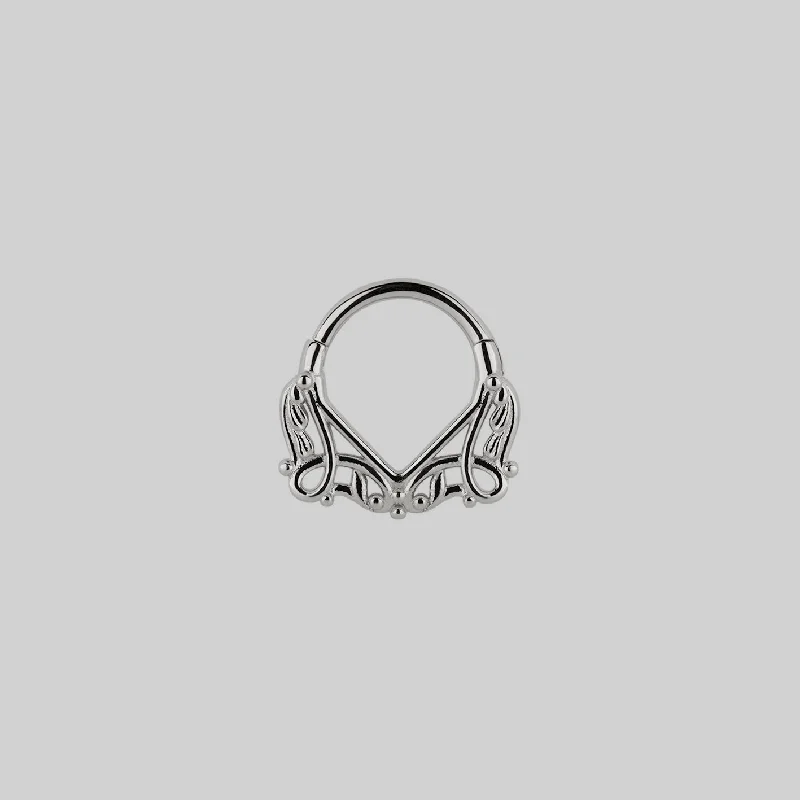 MAIDEN. Lace Septum Clicker Ring - Silver