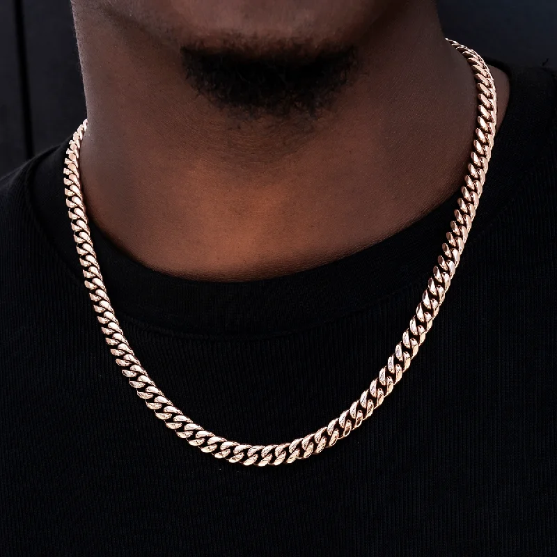 Miami Cuban Link Chain in Rose Gold- 8mm