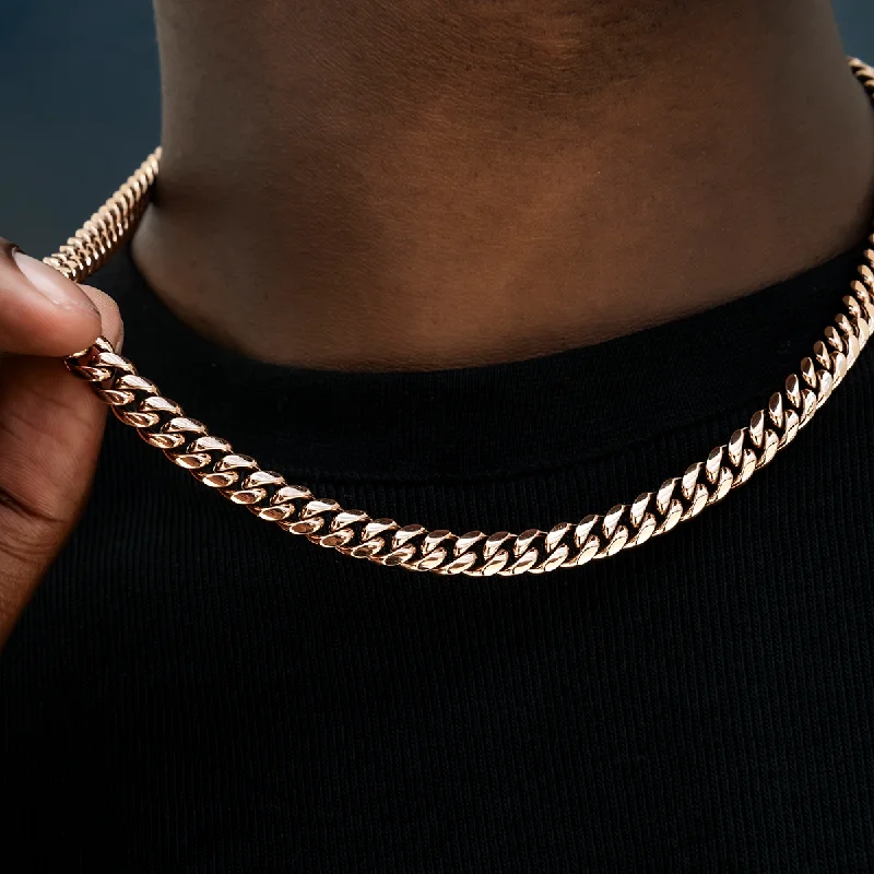 Miami Cuban Link Chain in Rose Gold- 8mm