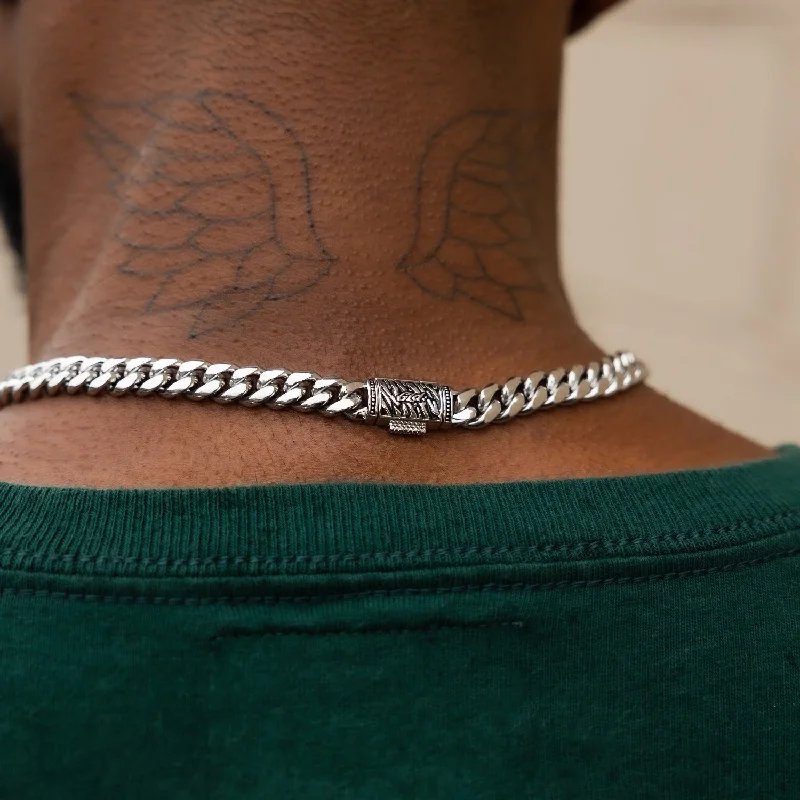 Miami Cuban Link Chain in White Gold- 8mm