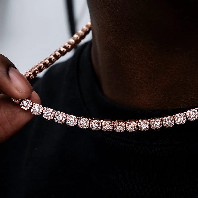 Micro Clustered Tennis Chain in Rose Gold