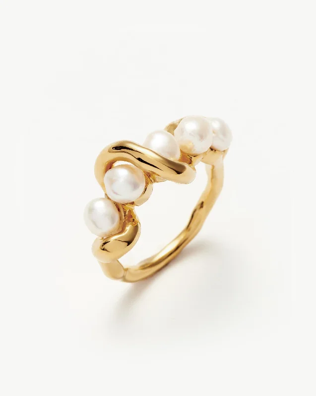 Molten Pearl Twisted Stacking Ring | 18k Gold Vermeil/Pearl