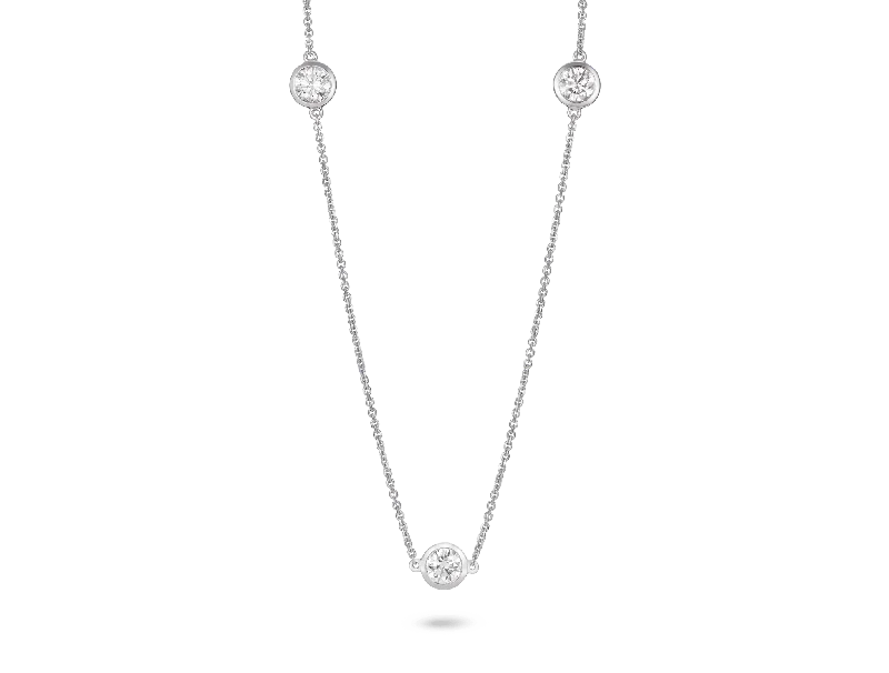 Lab-Grown Diamond ¾ct. tw. Round Brilliant Bezel Station Pendant | White