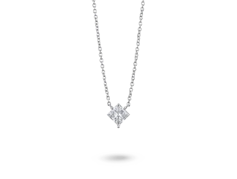 Lab-Grown Diamond 1ct. Princess Cut 14k Gold Pendant | White