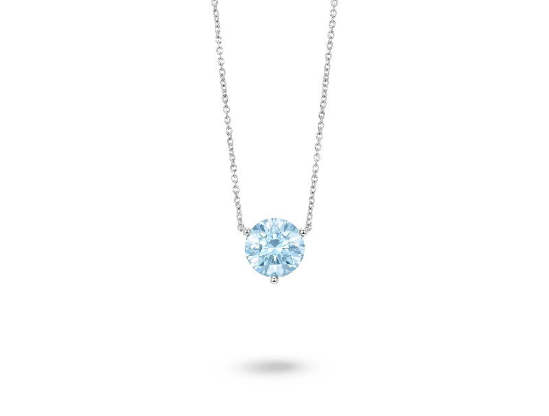 Lab-Grown Diamond 2ct. Round Brilliant Solitaire Pendant | Blue