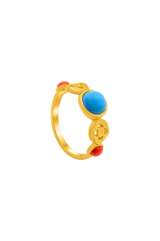 Olimpia's Coral & Turquoise Ring