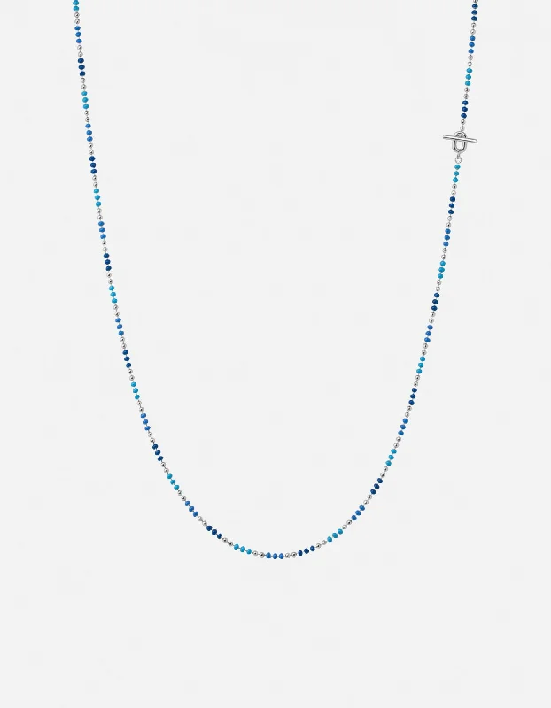 Orb 1.5mm Chain Necklace, Sterling Silver/Blue