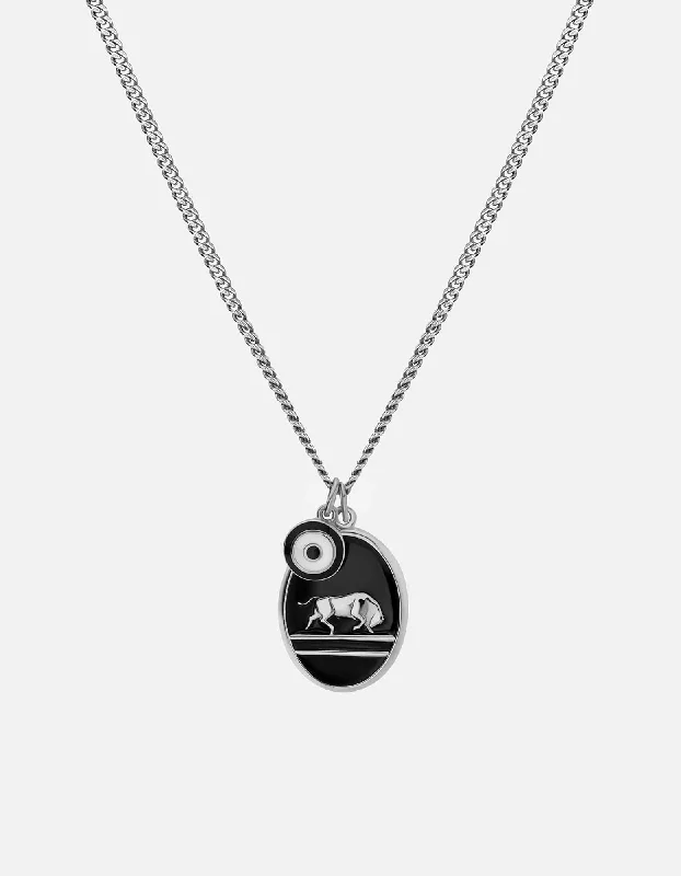 Oxen Necklace, Sterling Silver/Black