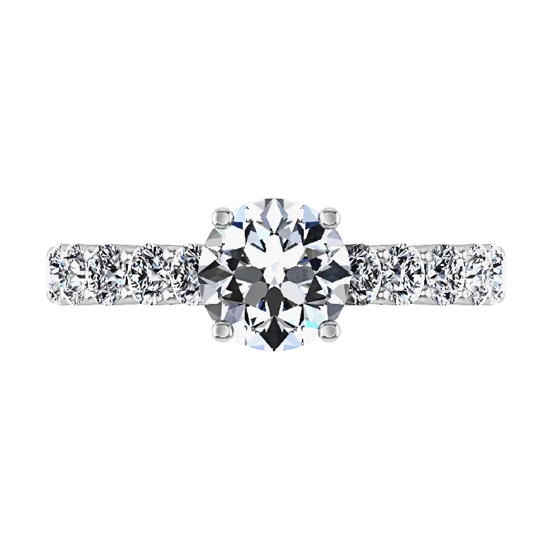 Round Diamond Pave Engagement Ring Grande 14K White Gold