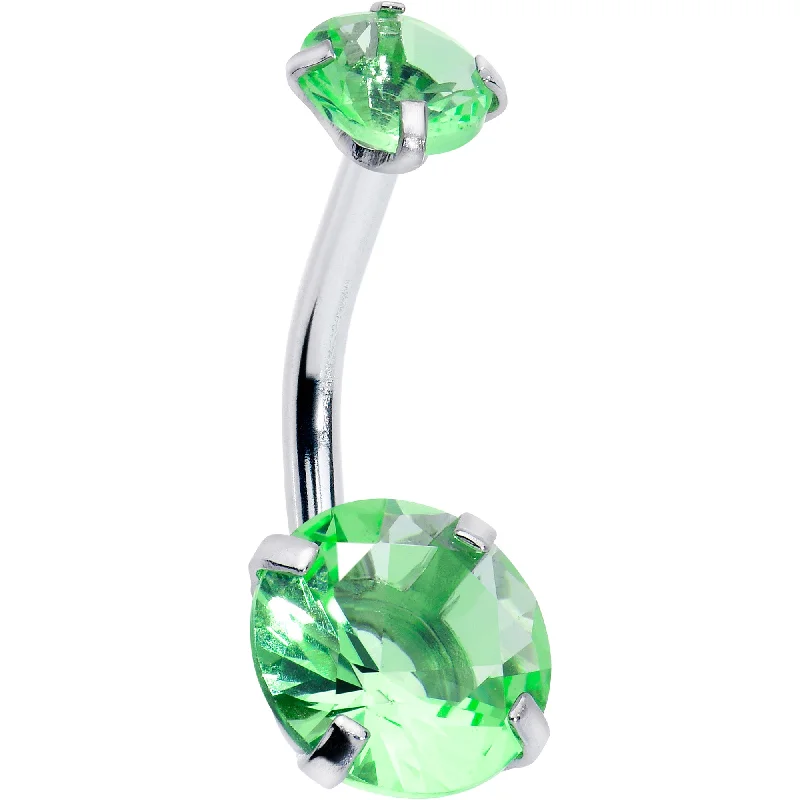 Peridot Green Gem August Birthstone Double Mount Belly Ring