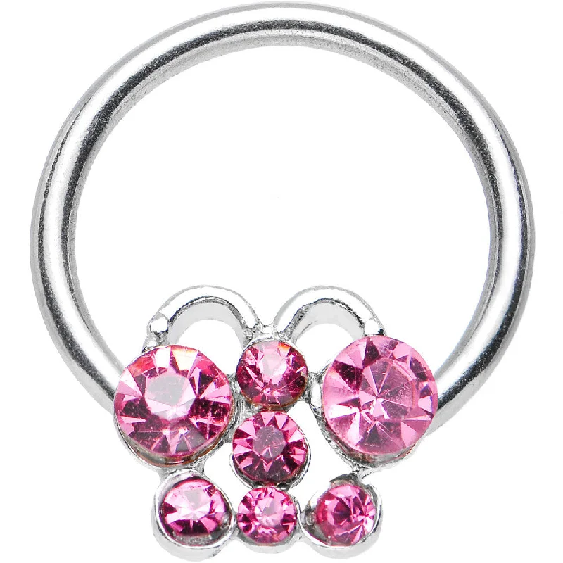 14 Gauge 7/16 Pink Gem Brilliant Butterfly BCR Captive Ring