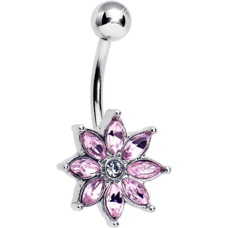 Pink Gem Flower Elegance Bloom Belly Ring