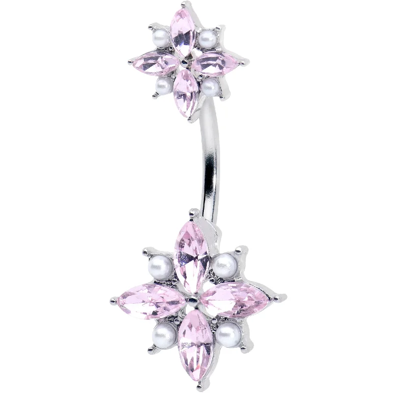 Pink Gem Star Power Double Mount Belly Ring