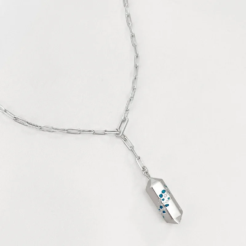 Polygon Lariat Locket - Silver