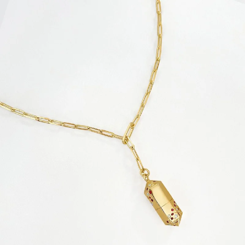 Polygon Lariat Locket - Gold