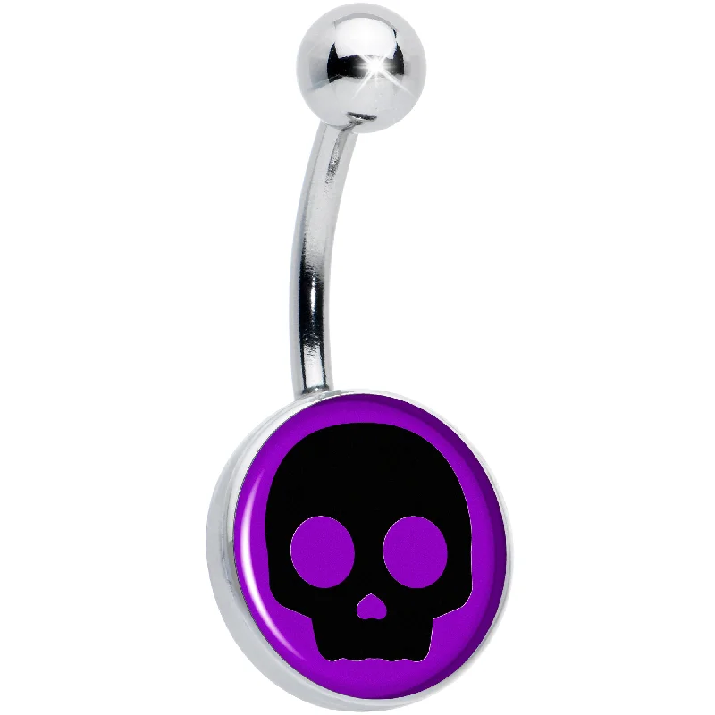 Purple Black Simple Skull Belly Ring