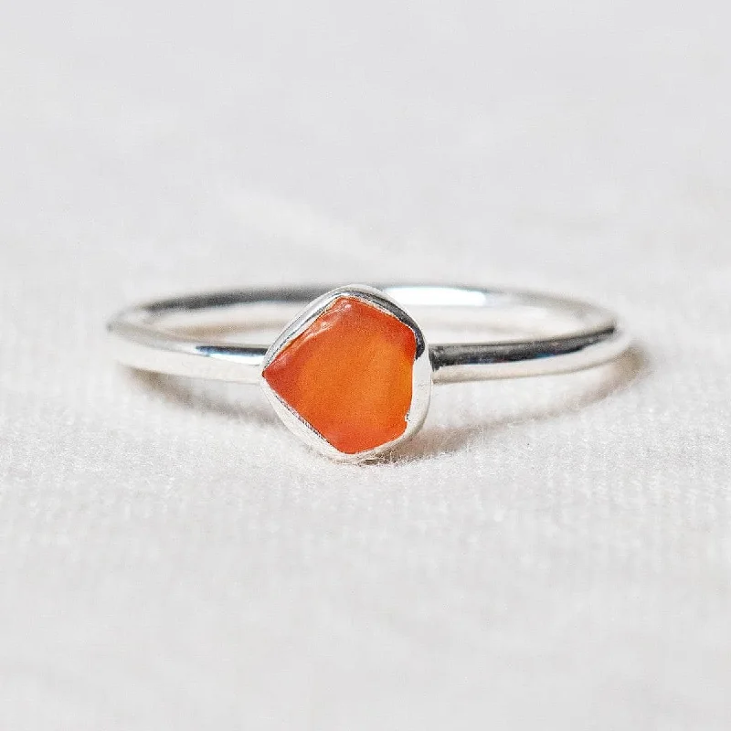 Carnelian Raw Freeform Silver Ring