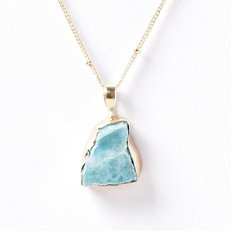 Rare Genuine Larimar Raw Crystal Necklace