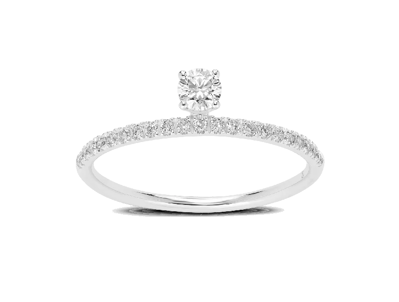 Lab-Grown Diamond ¼ct. tw. Floating Stone Pavé Stacking Ring | White