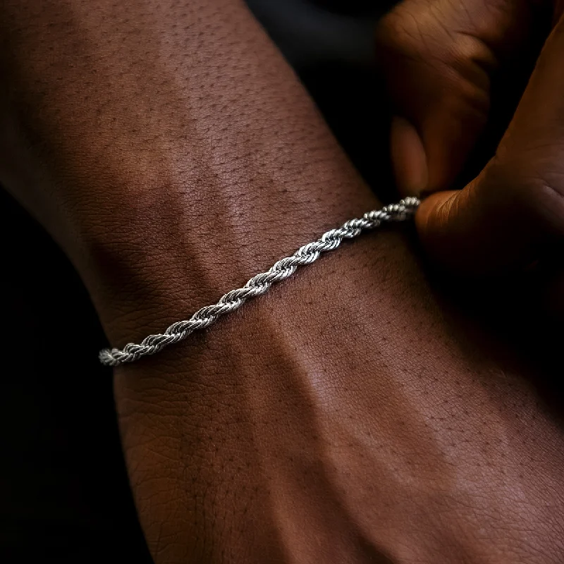 Rope Bracelet in White Gold- 4mm