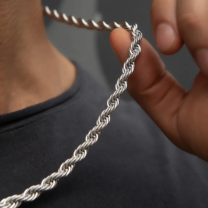 Rope Chain in White Gold- 6mm