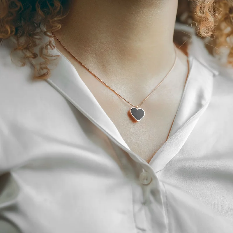 Black & White Reversible Heart Necklace