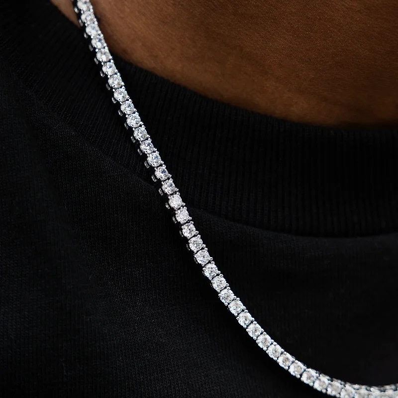 Diamond Tennis Necklace in White Gold- 3mm