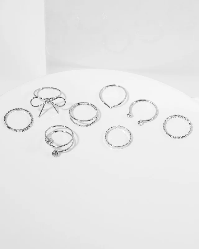 Silver Fine Bow Ring Pack