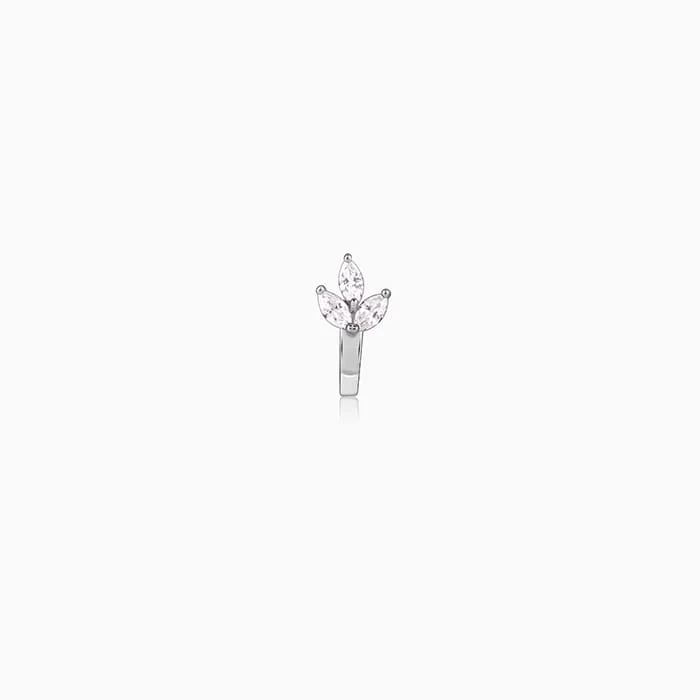 Silver Leafy Elegant Nose Pin (Clip On)