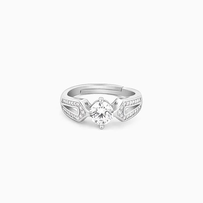 Silver Zircon Elegant Loop Ring