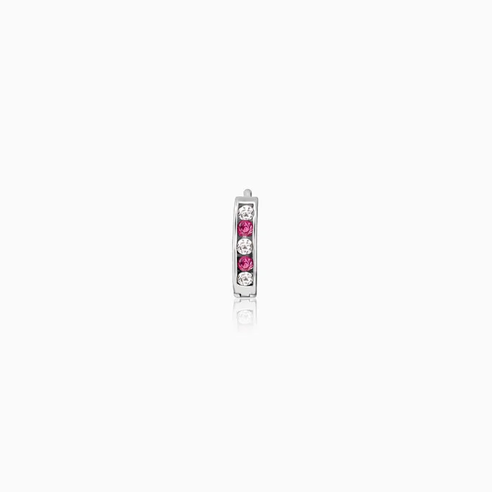 Silver Zirconia Pink Nose Ring