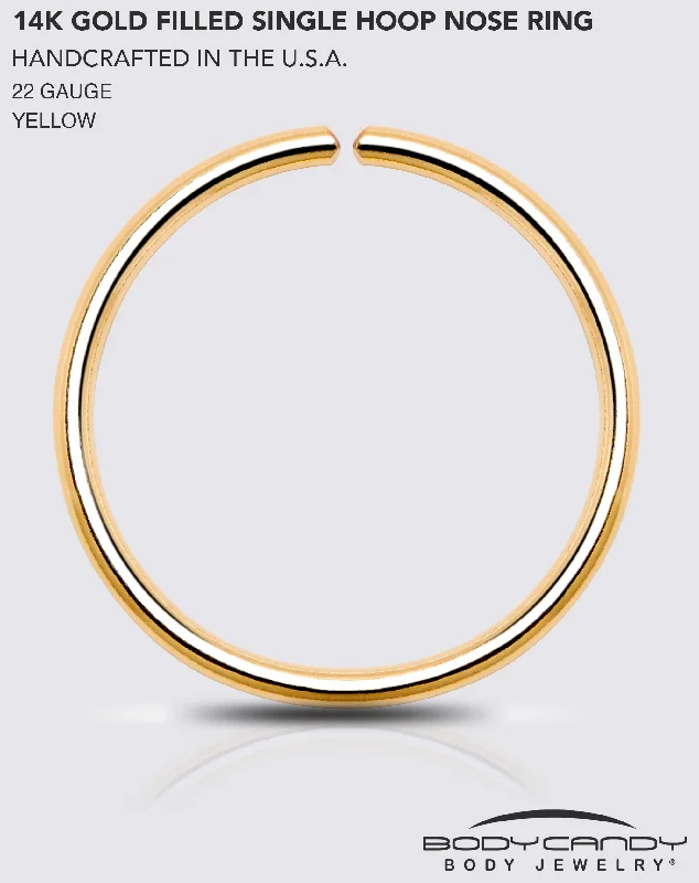 Single Hoop Nose 14k Yellow Gold Filled Nose Hoop Ring (Select Your Size)